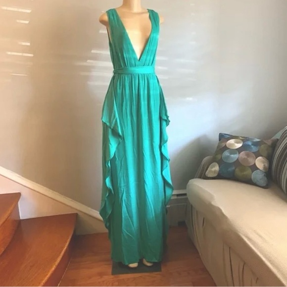 BCBGMaxAzria Elegant Teal Maxi Dress - Picture 2 of 12